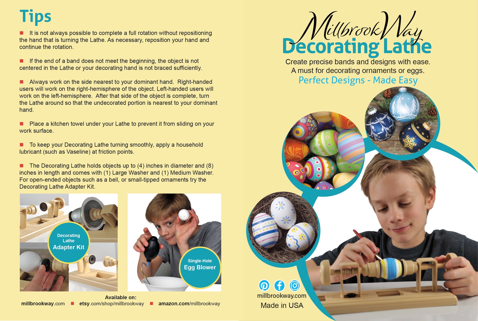 Egg Decorating Craft Lathe for Creating Easy, Precise Easter Egg and Ornament Designs. Gentle Enough for Blown Eggs and Glass Ornaments.