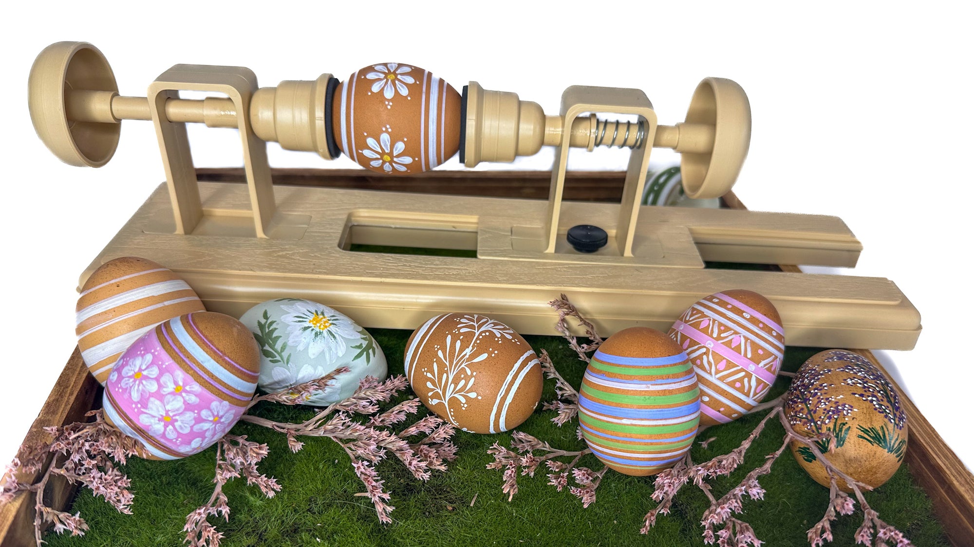 Egg Decorating Craft Lathe for Creating Easy, Precise Easter Egg and Ornament Designs. Gentle Enough for Blown Eggs and Glass Ornaments.