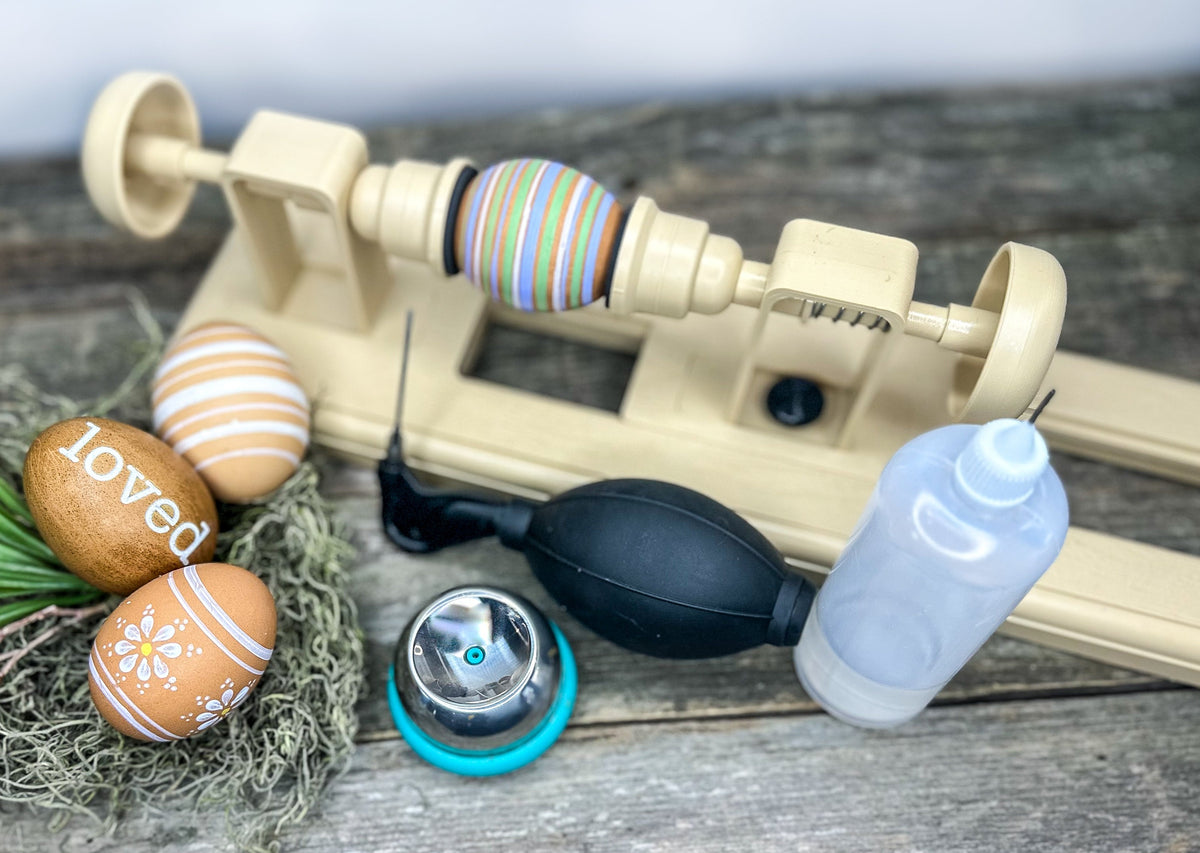 Egg Decorating Kit with One-Hole Egg Blower Pump and Decorating Lathe